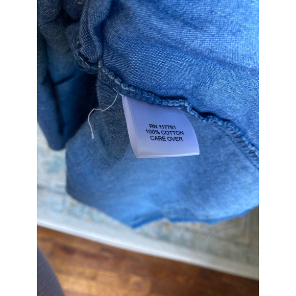 New Glory Mini Dress Smocked Denim Summer Wedding Preppy Boho Cottagecore Party - Picture 6 of 6